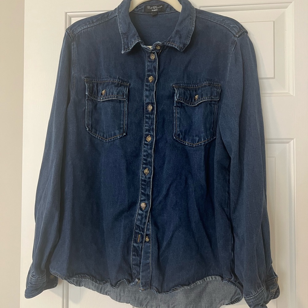 Velvet Heart Dark Blue Denim Button-Down Shirt